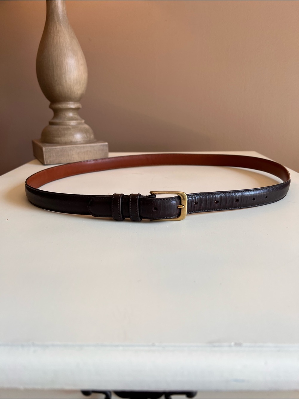 Vintage Coach Brown Leather Belt with Brass Buckle